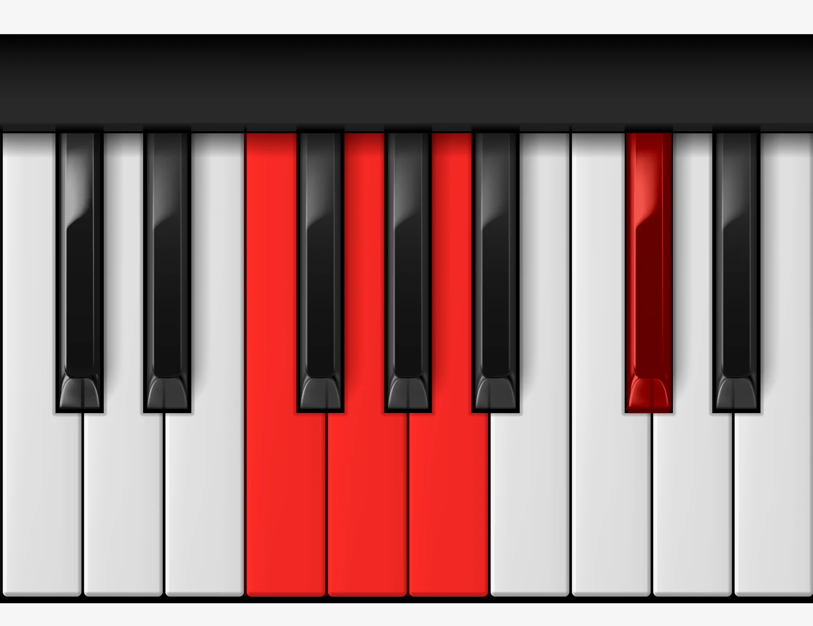 A 7♯5 piano chord, 2nd inversion — E♯, G, A, C♯