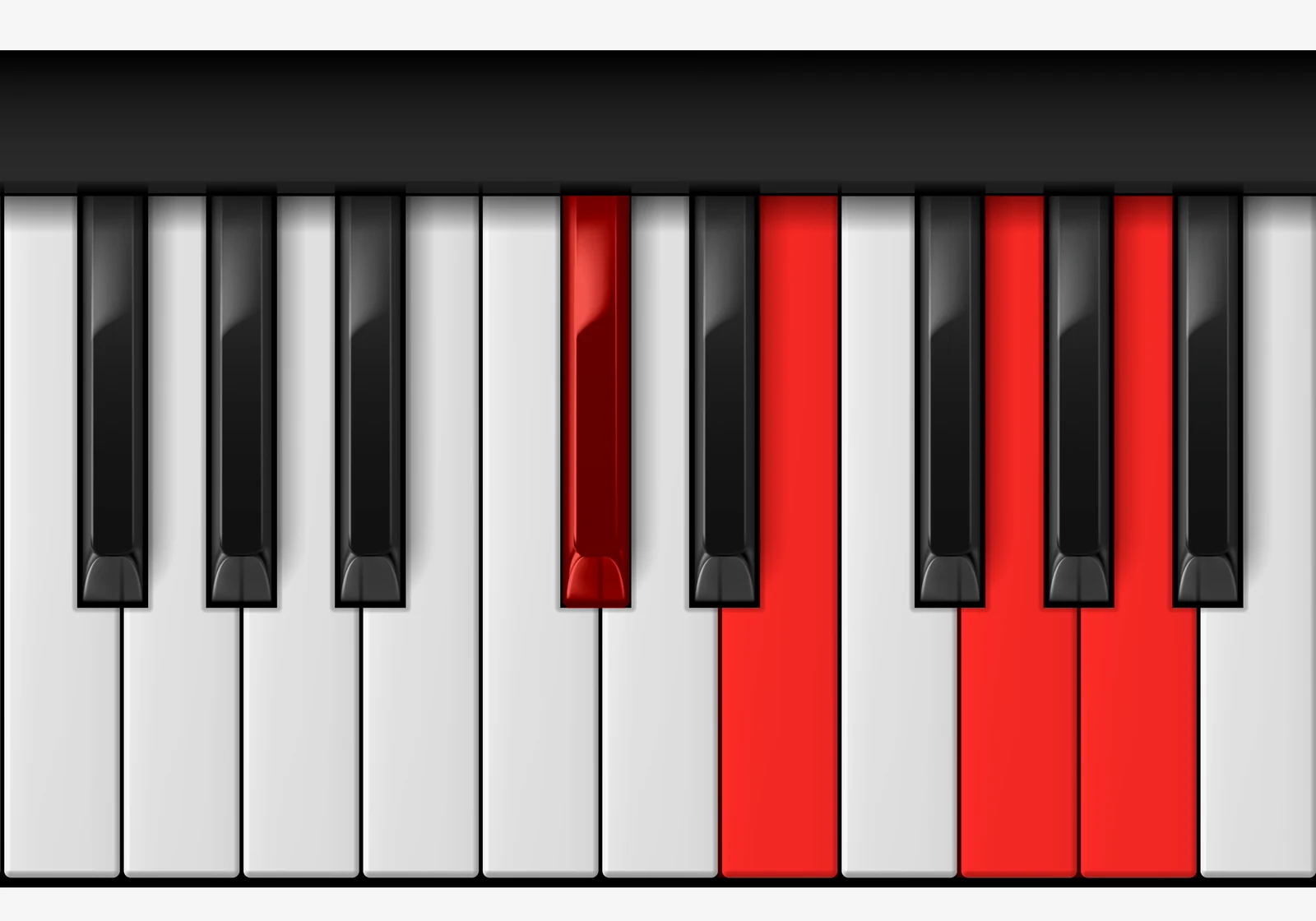 A Dominant 7th piano chord, 1st inversion — C♯, E, G, A