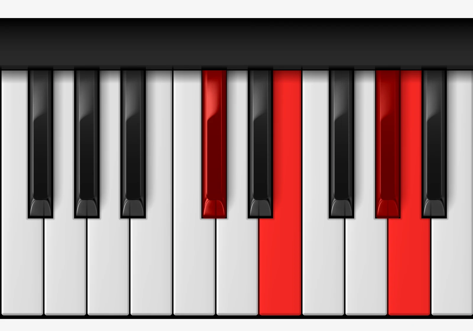 A Major 7th piano chord, 1st inversion — C♯, E, G♯, A