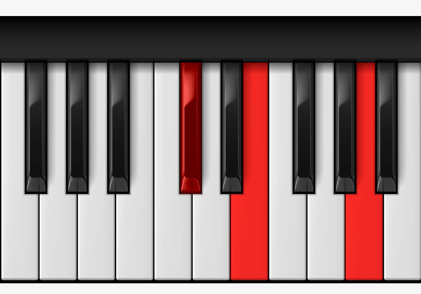 A Major piano chord, 1st inversion — C♯, E, A