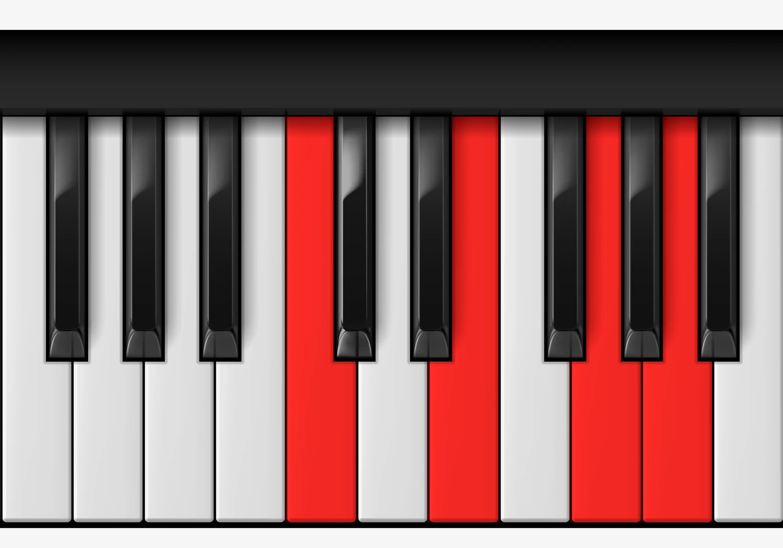 A Minor 7th piano chord, 1st inversion — C, E, G, A