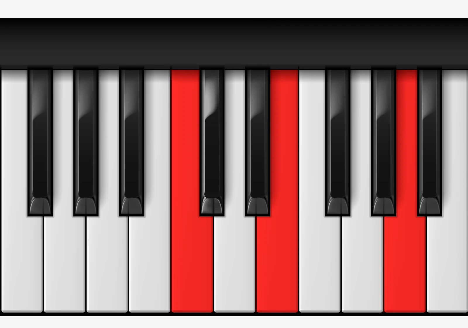 A Minor piano chord, 1st inversion — C, E, A