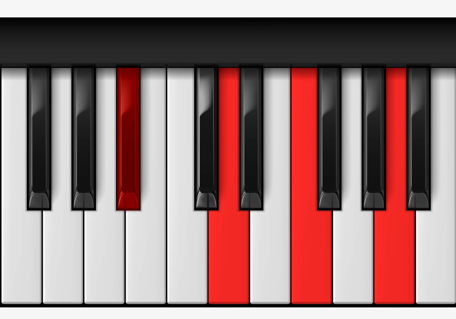 A# Major 7th piano chord, root position — A#, D, F, A