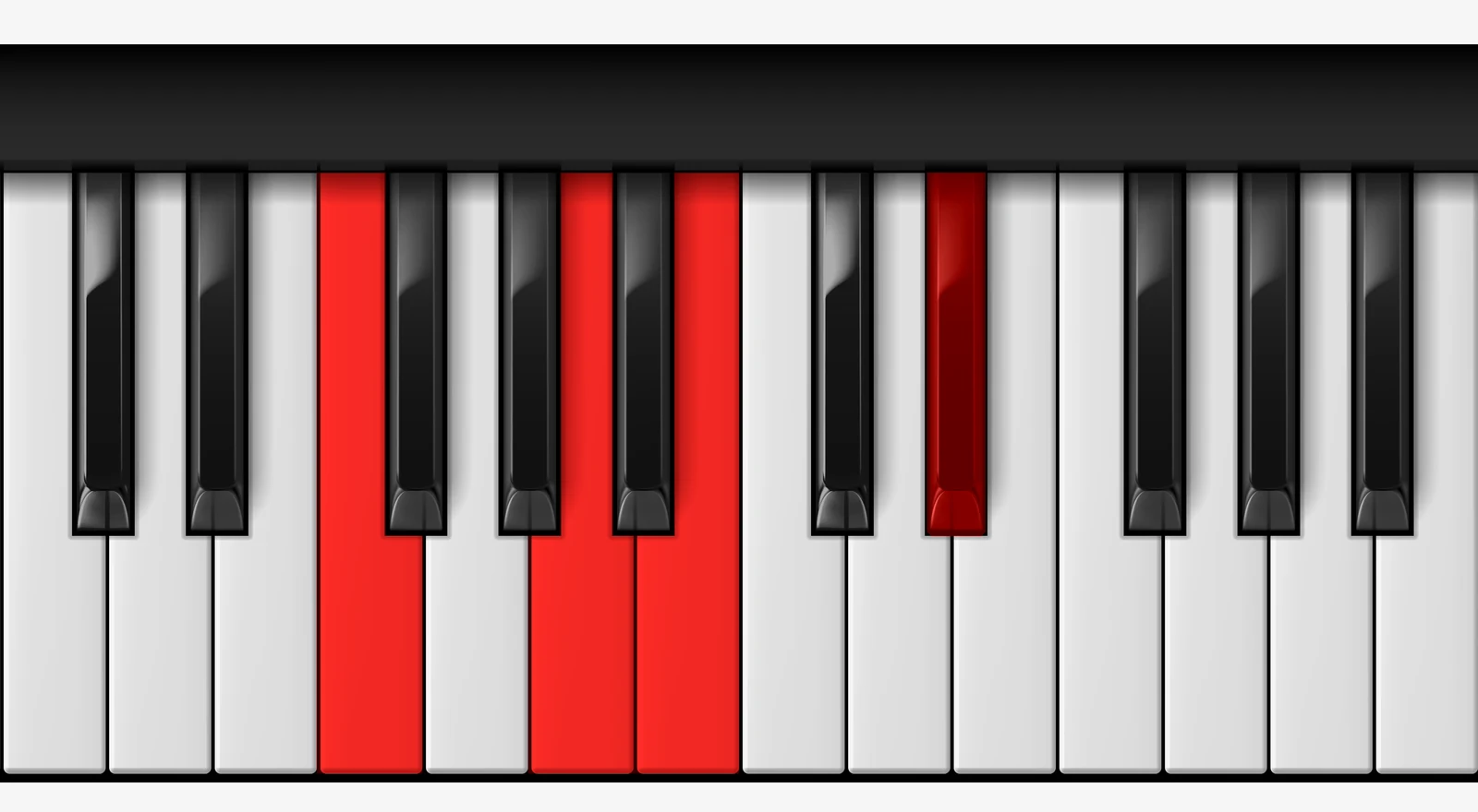 B 7♭5 piano chord, 2nd inversion — F, A, B, D♯
