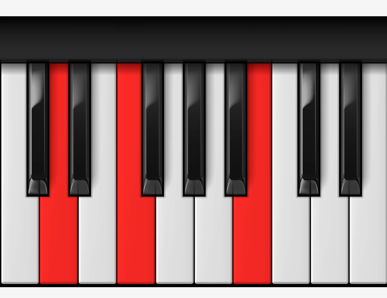 B Diminished piano chord, 1st inversion — D, F, B