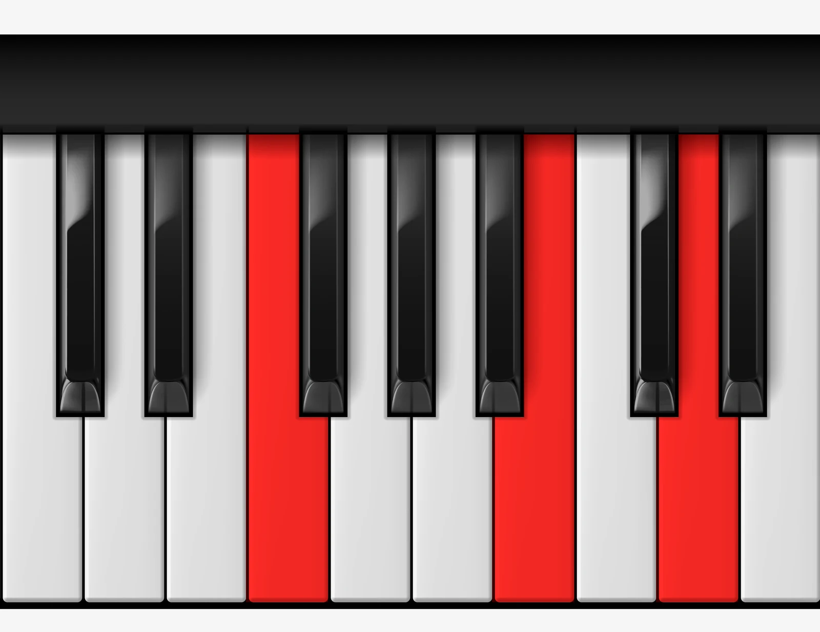 B Diminished piano chord, 2nd inversion — F, B, D