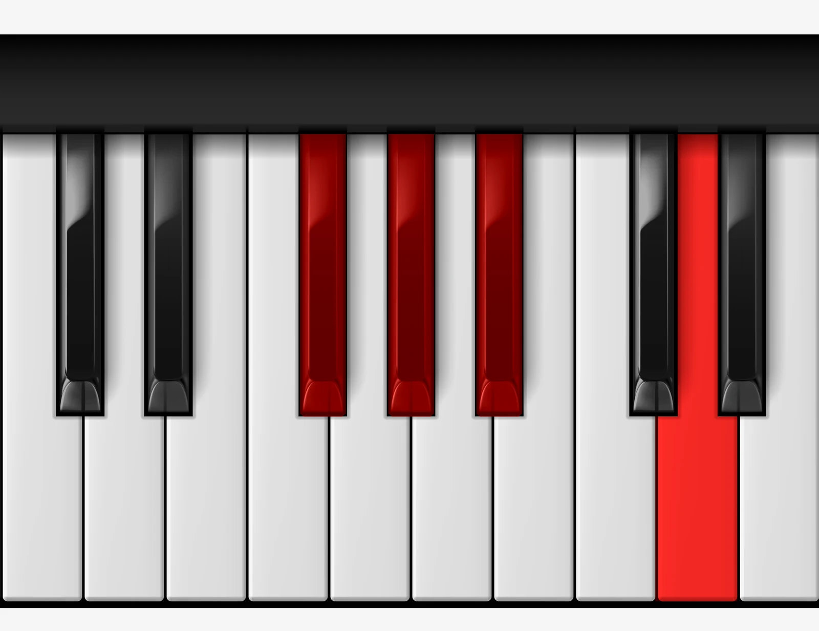 Bb 7♯5 piano chord, 2nd inversion — F♯, A♭, B♭, D