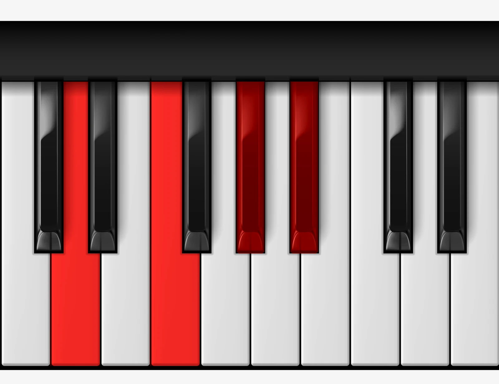 Bb Dominant 7th piano chord, 1st inversion — D, F, A♭, B♭
