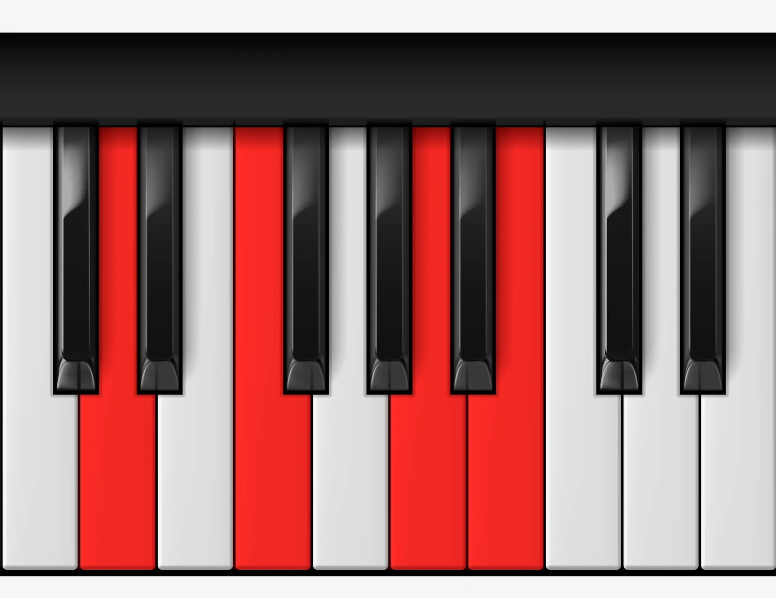 B Half Diminished piano chord, 1st inversion — D, F, A, B