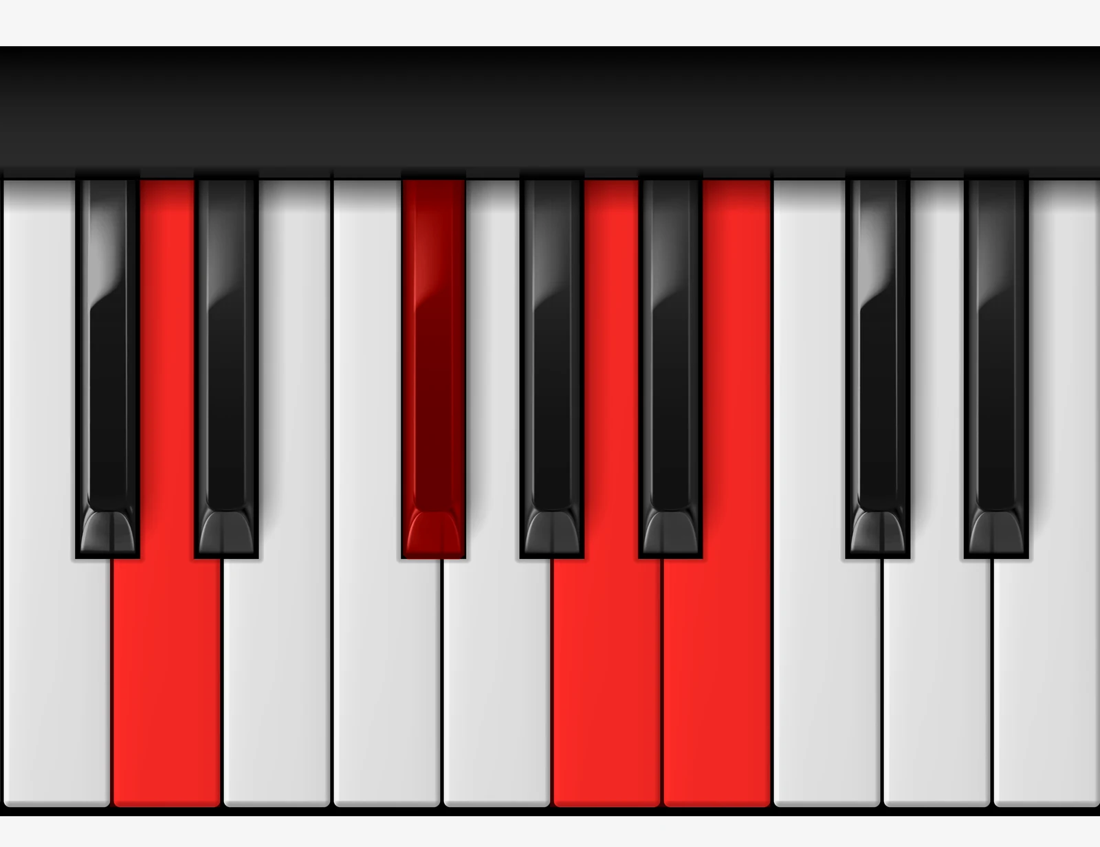 B Minor 7th piano chord, 1st inversion — D, F♯, A, B