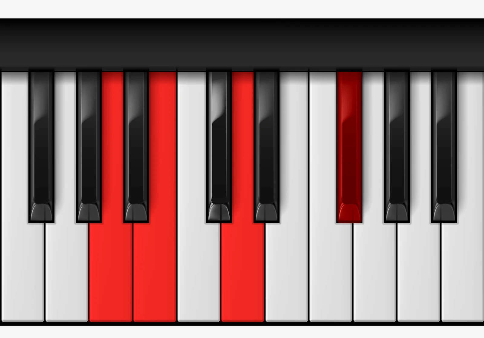 B Minor 7th piano chord, 3rd inversion — A, B, D, F♯