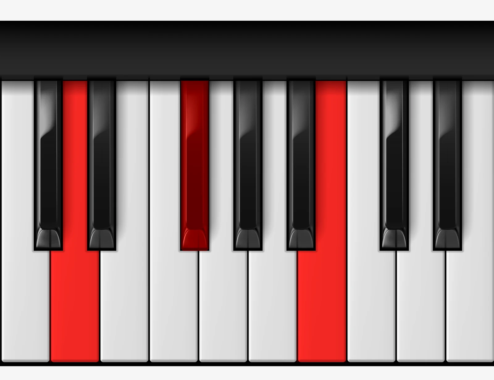 B Minor piano chord, 1st inversion — D, F#, B