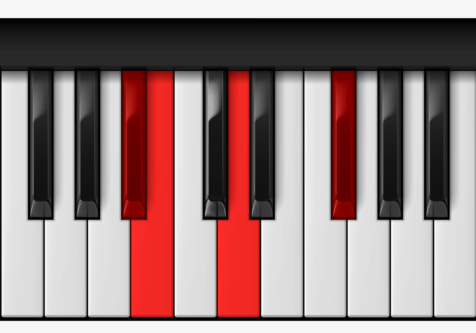 B Minor Major 7th piano chord, 3rd inversion — A♯, B, D, F♯