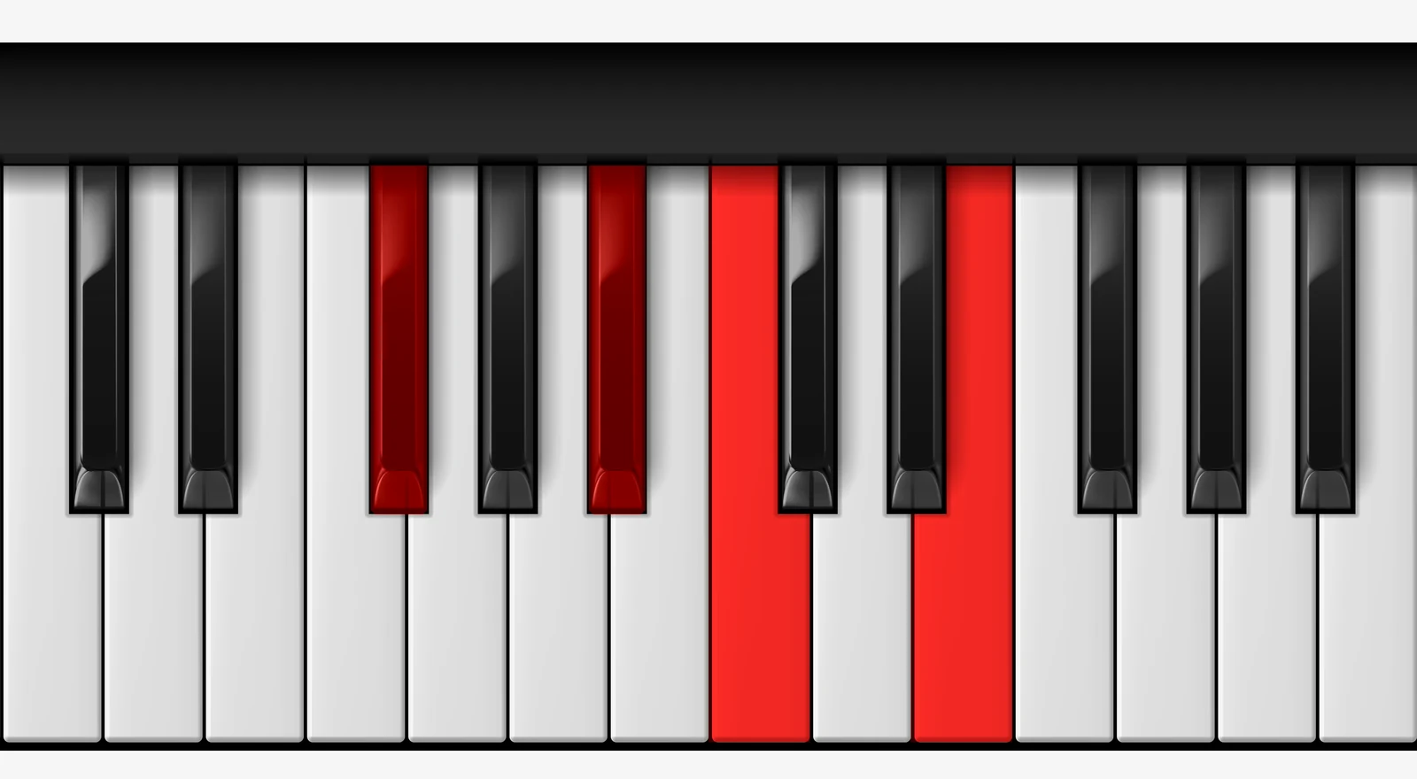 C 7♭5 piano chord, 2nd inversion — G♭, B♭, C, E