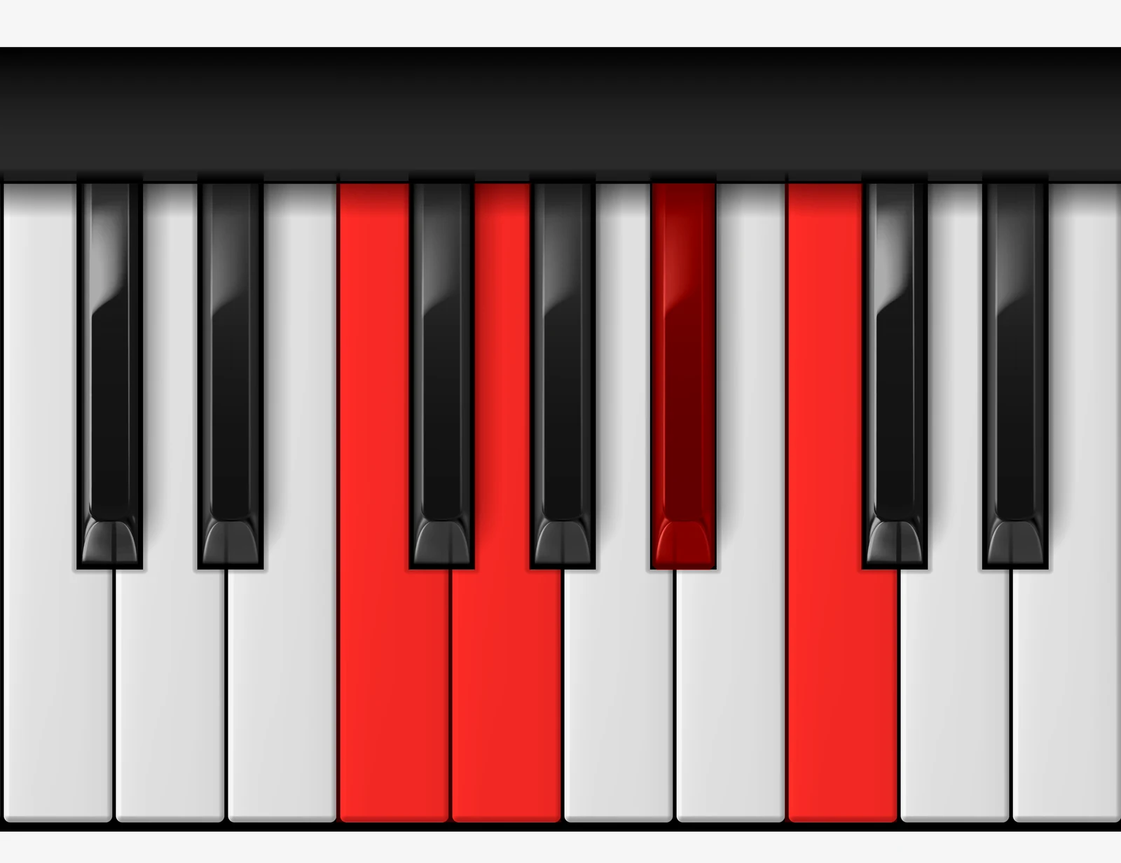 C 7sus4 piano chord, 1st inversion — F, G, B♭, C