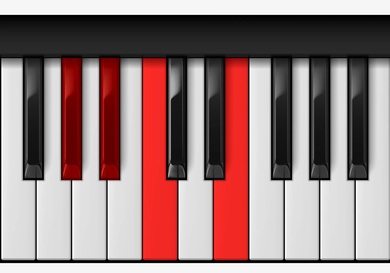 C Augmented 7th piano chord, 2nd inversion — G♯, B♭, C, E