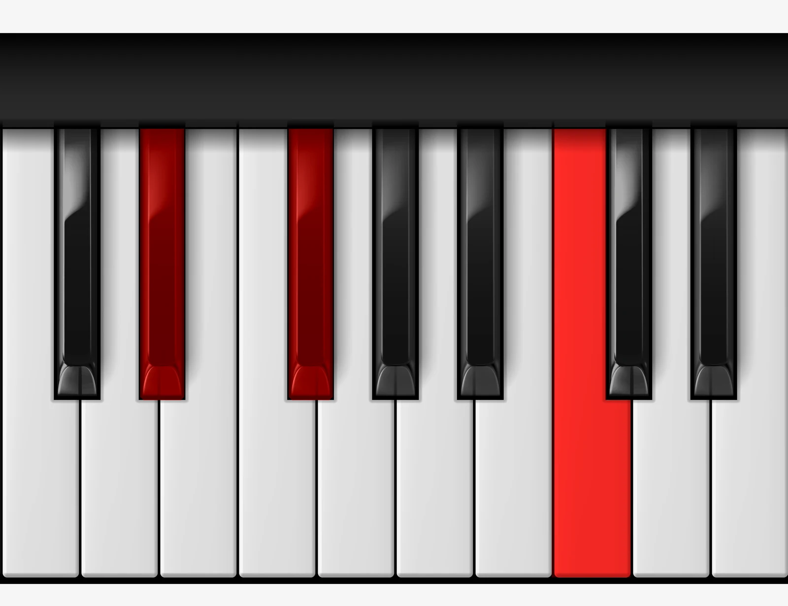 C Diminished piano chord, 1st inversion — E♭, G♭, C