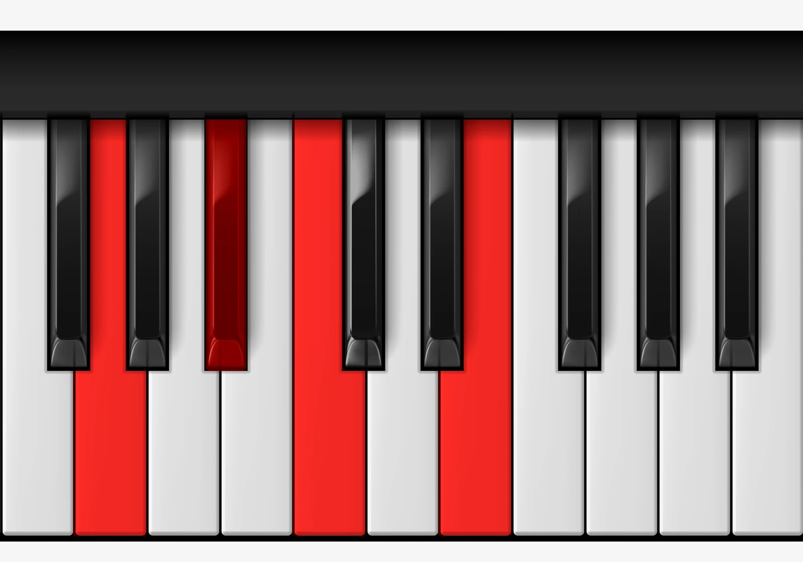 C Dominant 7th piano chord, 2nd inversion — G, B♭, C, E