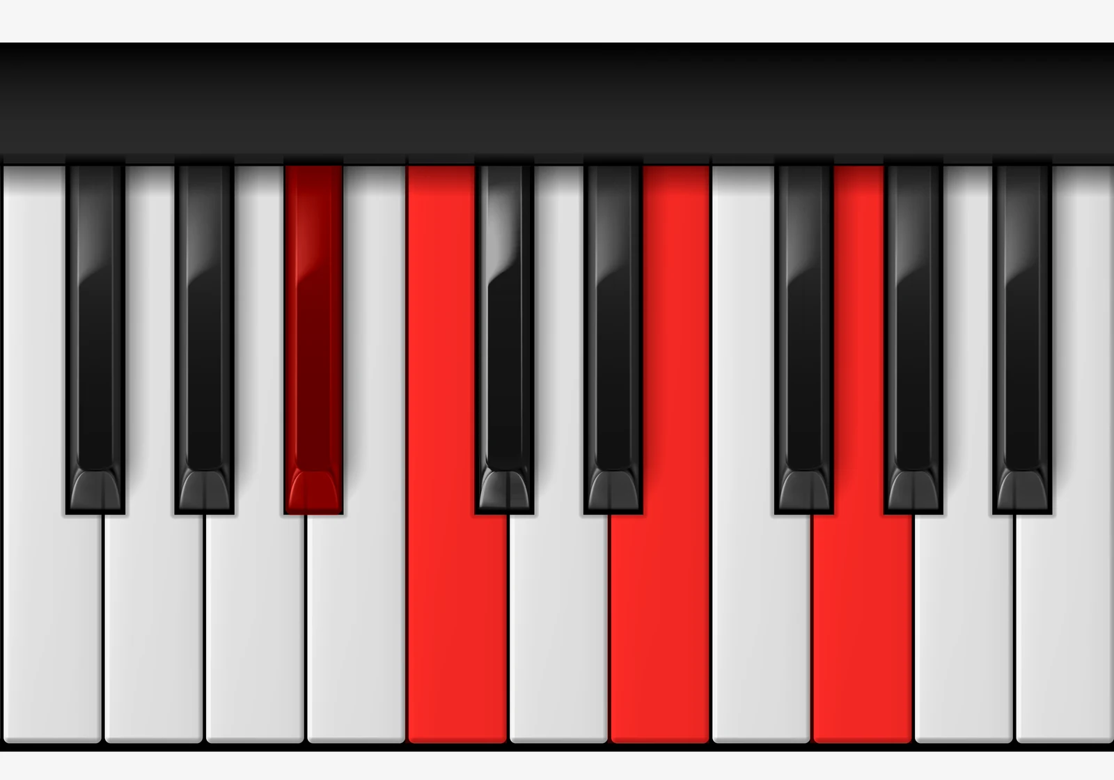 C Dominant 7th piano chord, 3rd inversion — B♭, C, E, G