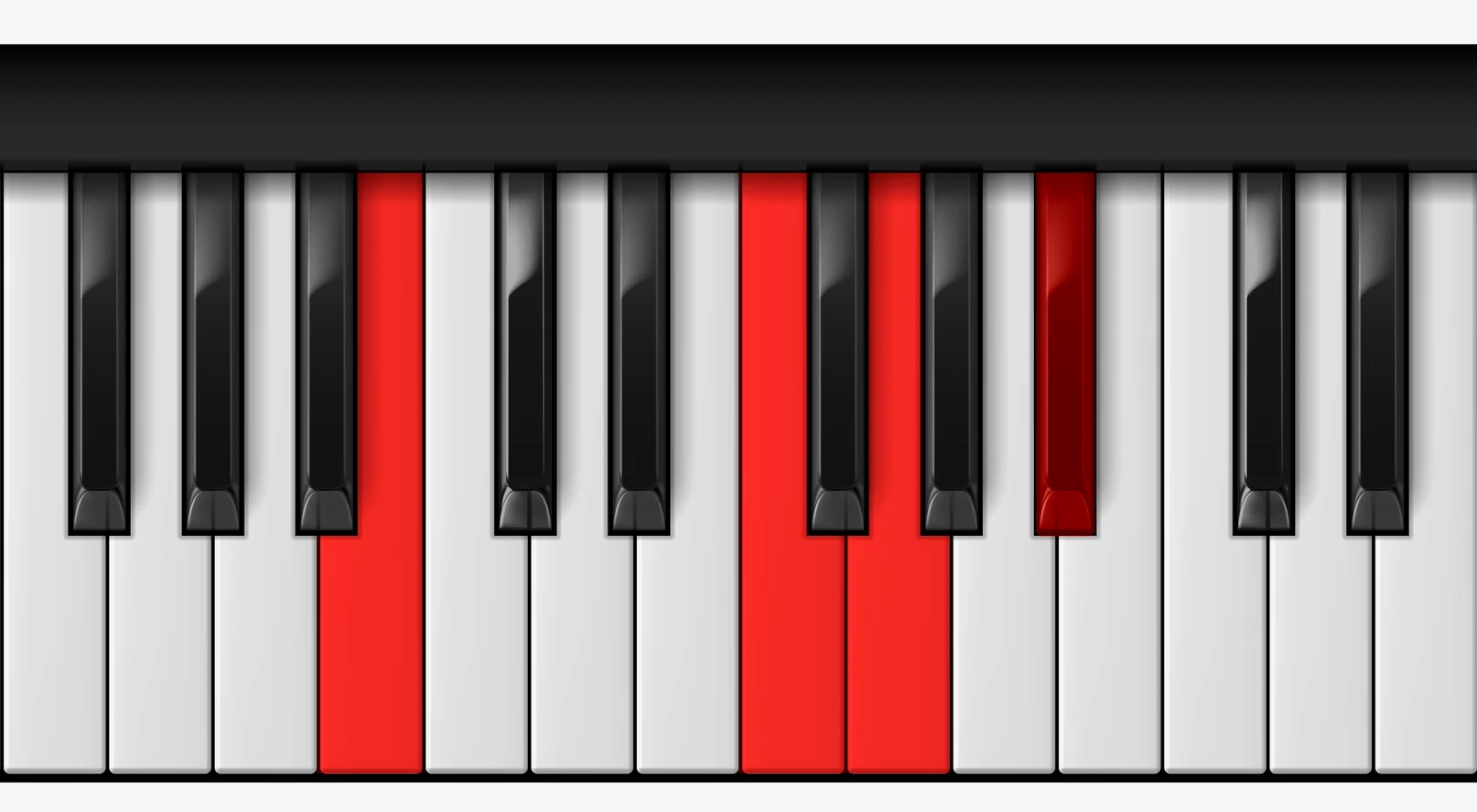 Cb 7sus4 piano chord, 1st inversion — F♭, G♭, B♭♭, C♭