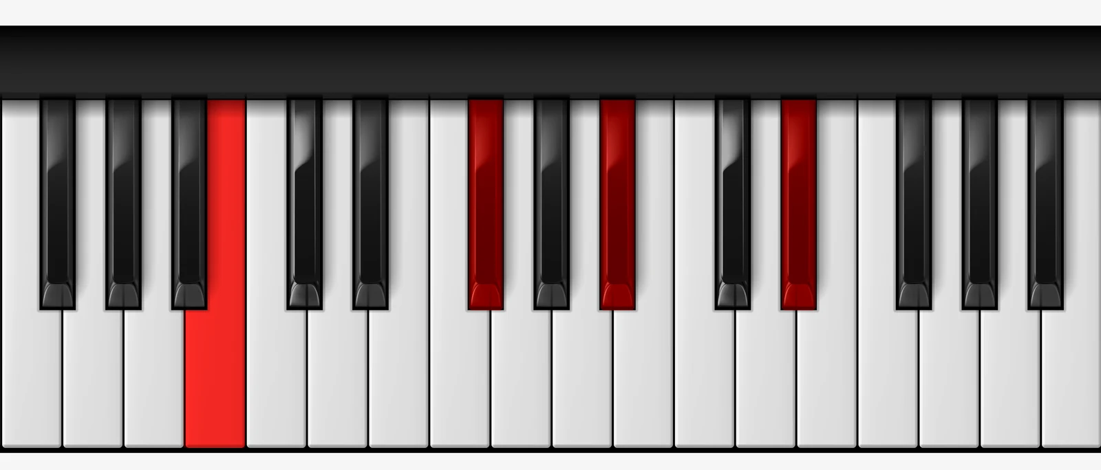 Cb Half Diminished piano chord, 1st inversion — E♭♭, G♭♭, B♭♭, C♭