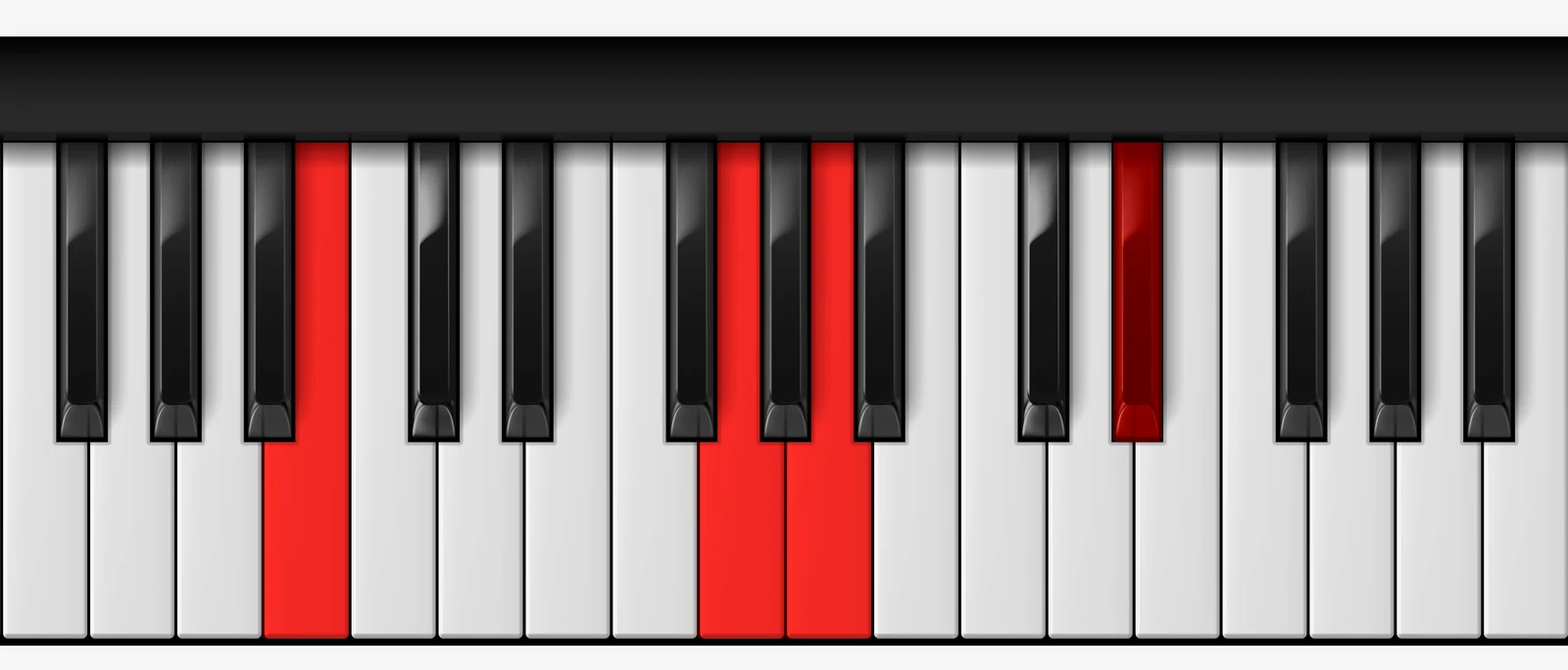 Cb Minor 6th piano chord, 1st inversion — E♭♭, G♭, A♭, C♭