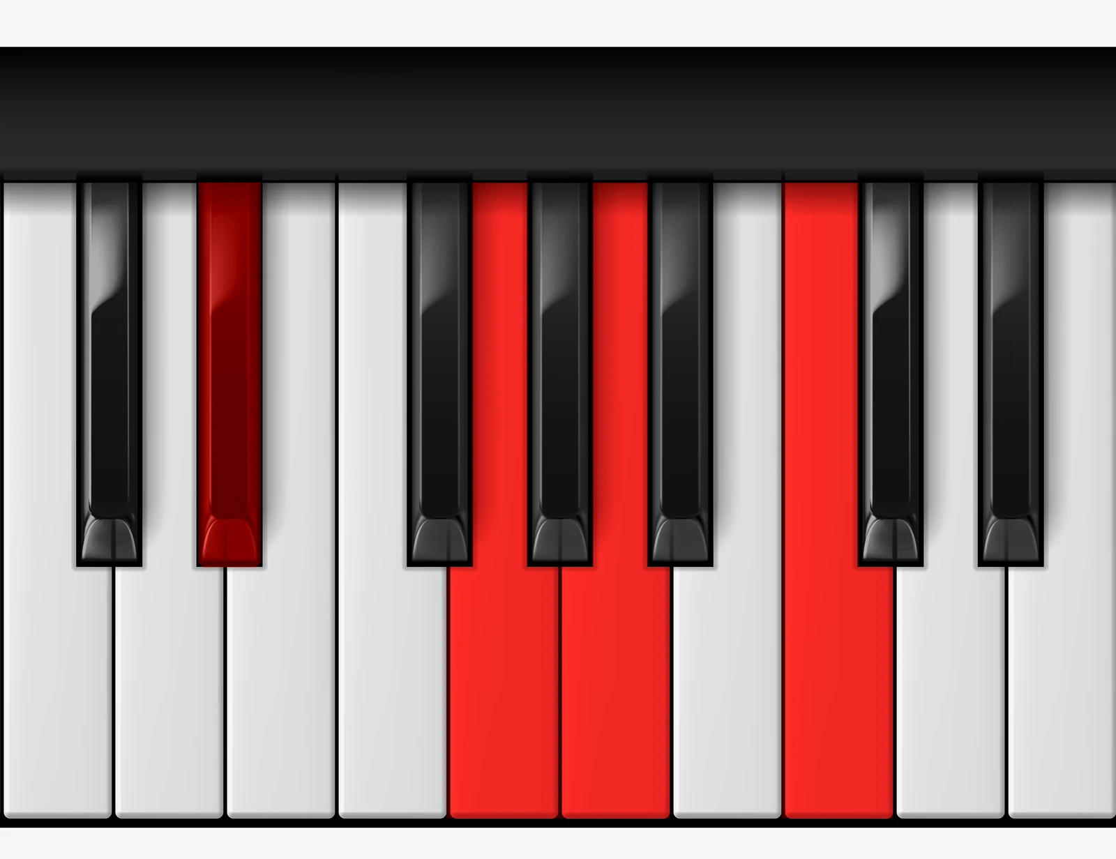 C Minor 6th piano chord, 1st inversion — Eb, G, A, C