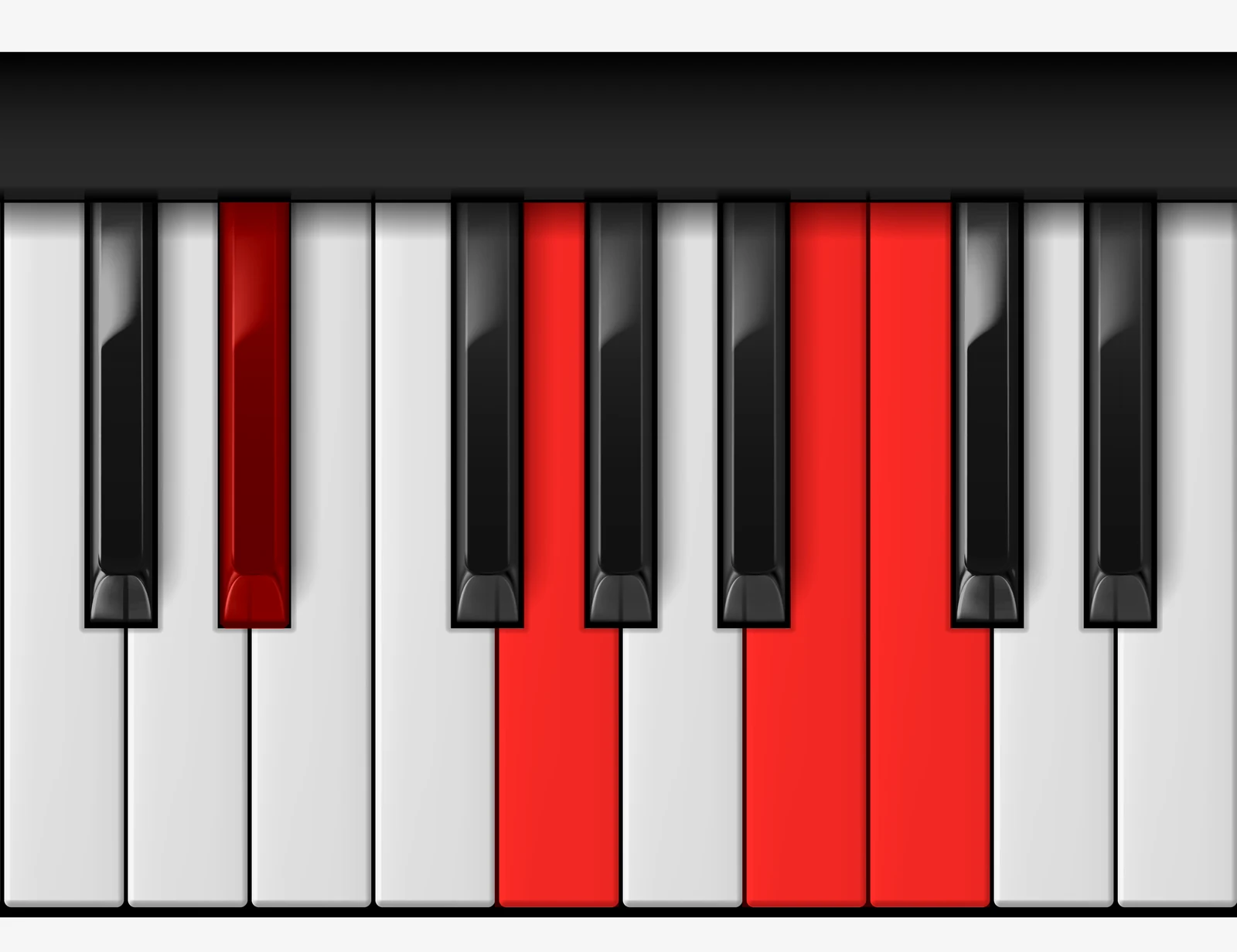 C Minor Major 7th piano chord, 1st inversion — E♭, G, B, C