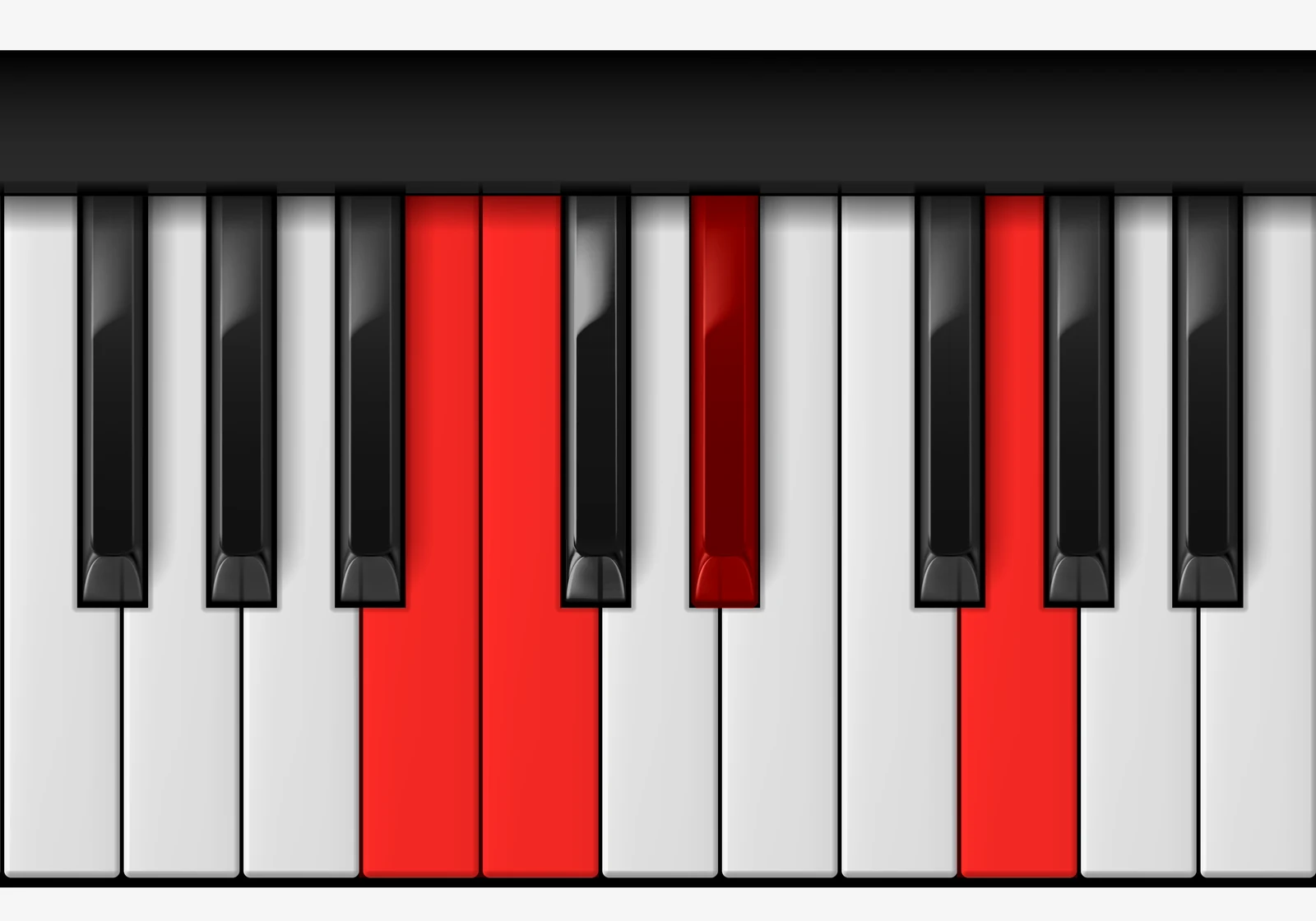 C Minor Major 7th piano chord, 3rd inversion — B, C, E♭, G