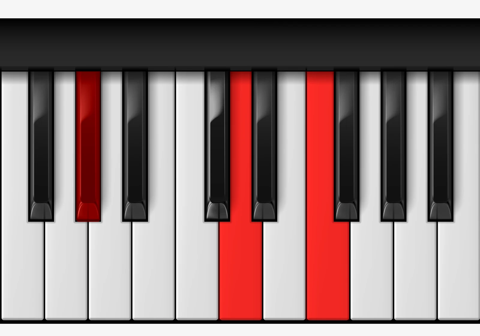 D Diminished piano chord, 2nd inversion — A♭, D, F