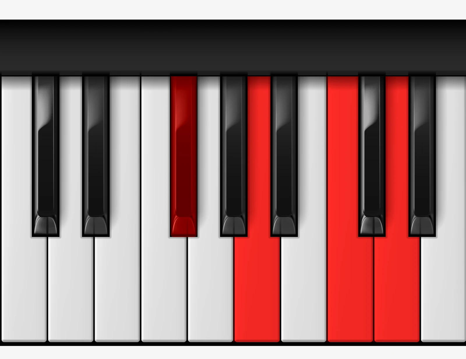D Dominant 7th piano chord, 1st inversion — F♯, A, C, D