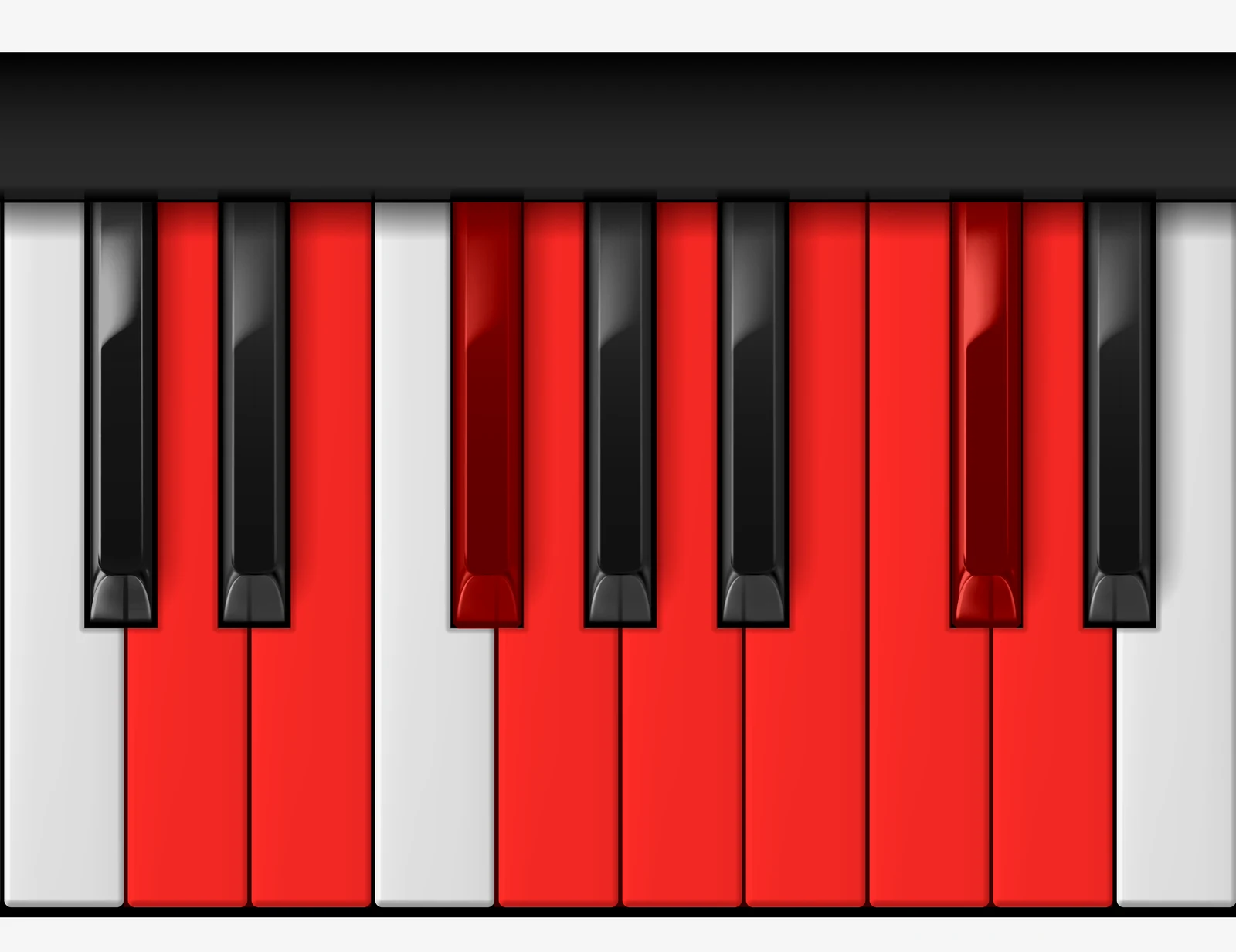 D Dominant Bebop Scale on piano — D, E, F#, G, A, B, C, C#, D