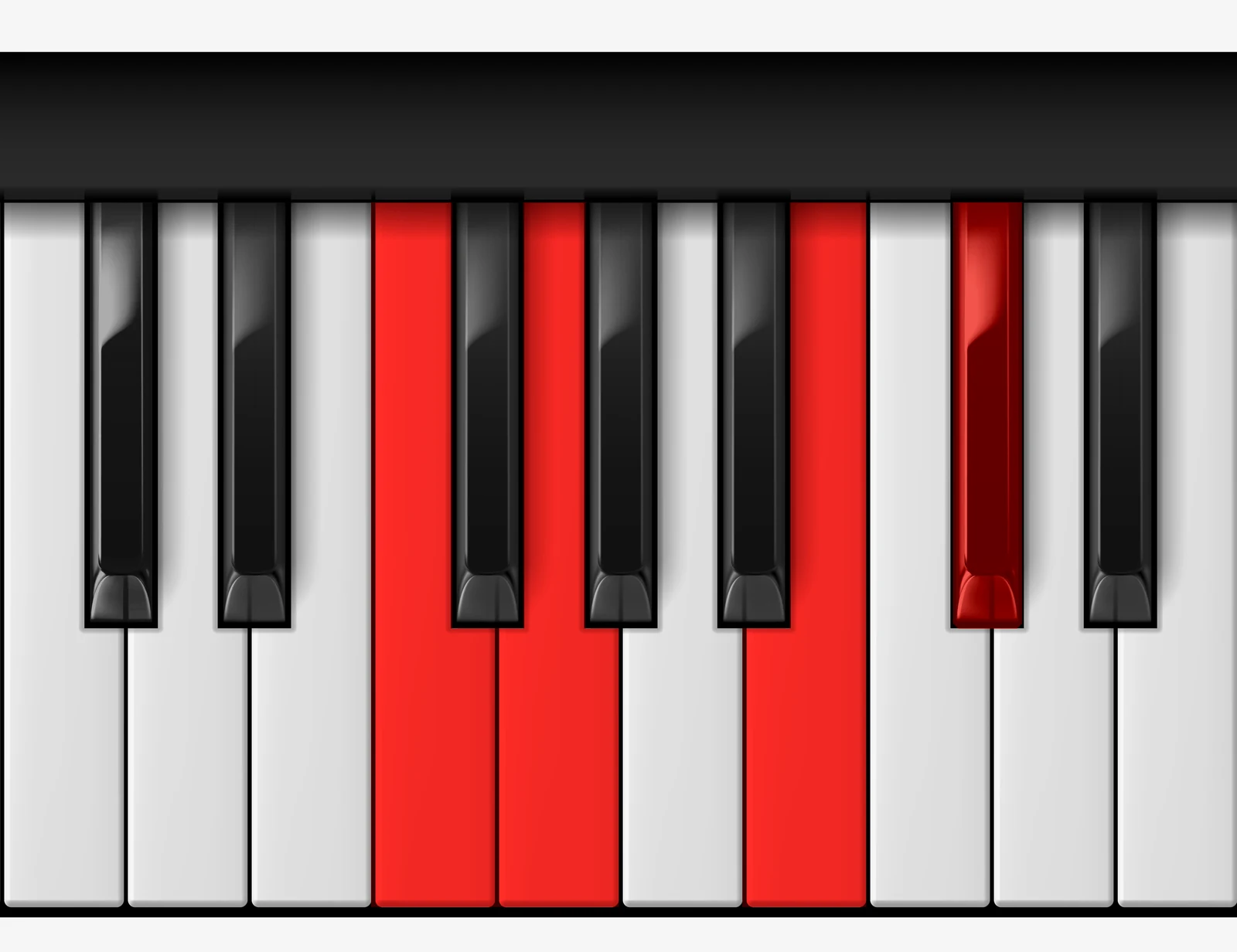 Db 7♭5 piano chord, 1st inversion — F, A♭♭, C♭, D♭