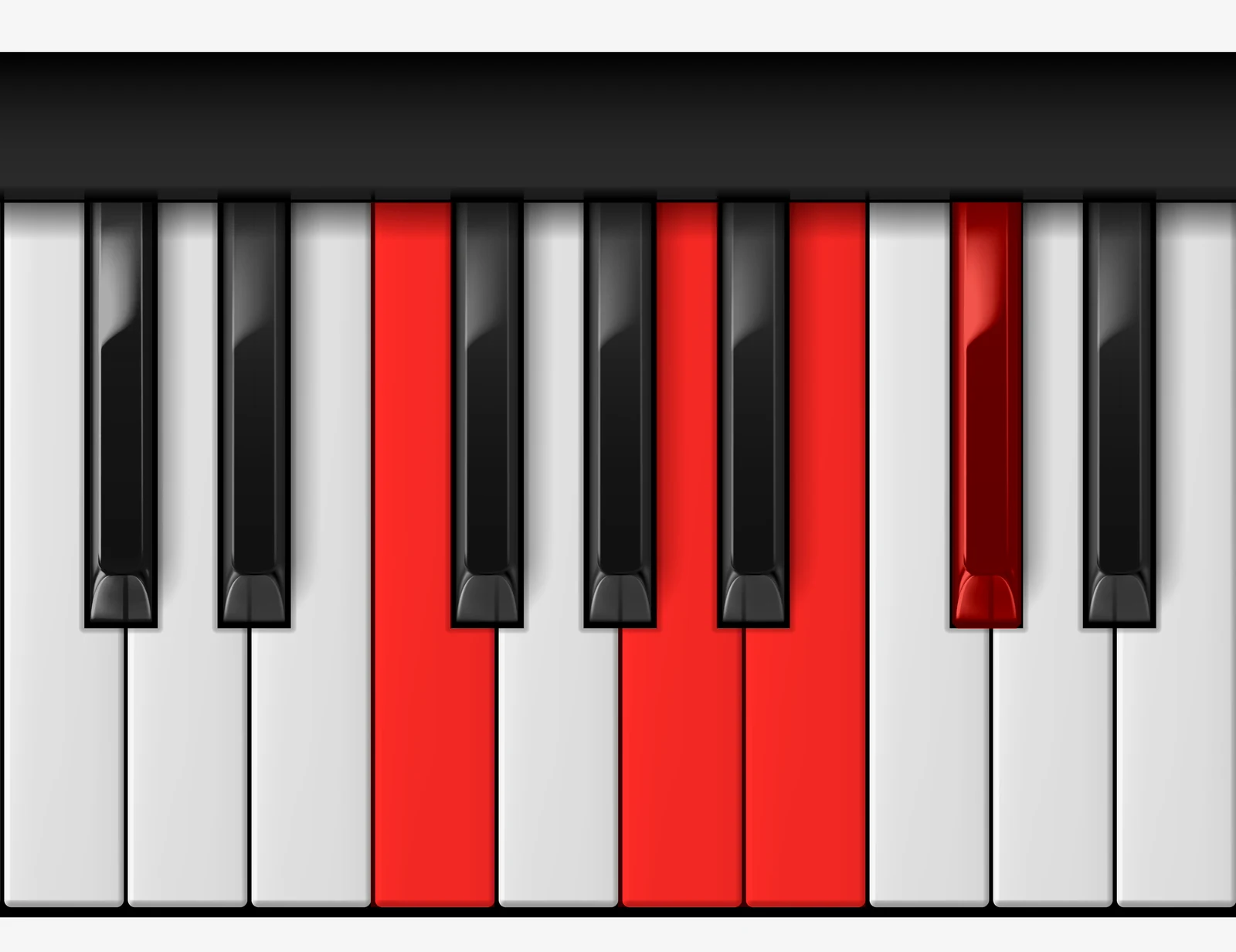 Db 7♯5 piano chord, 1st inversion — F, A, C♭, D♭