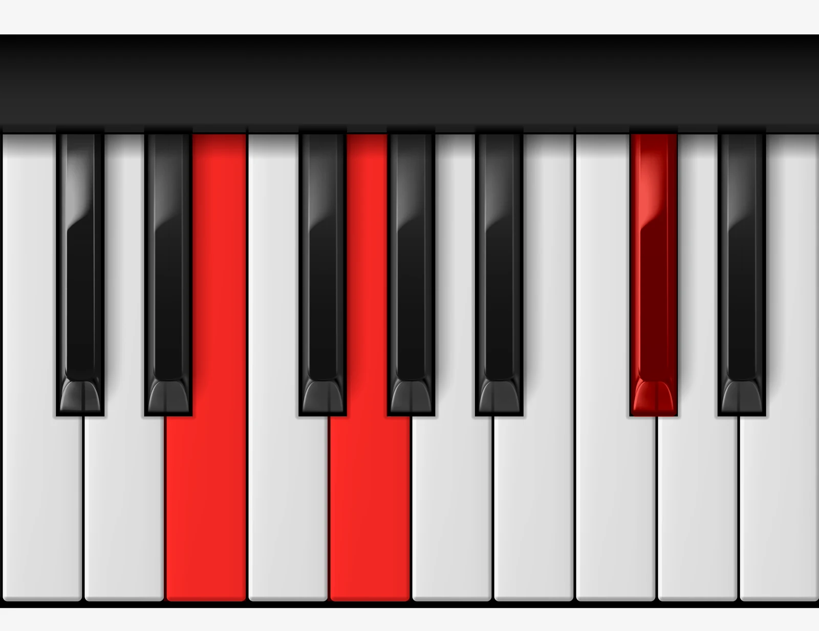 Db Diminished piano chord, 1st inversion — F♭, A♭♭, D♭