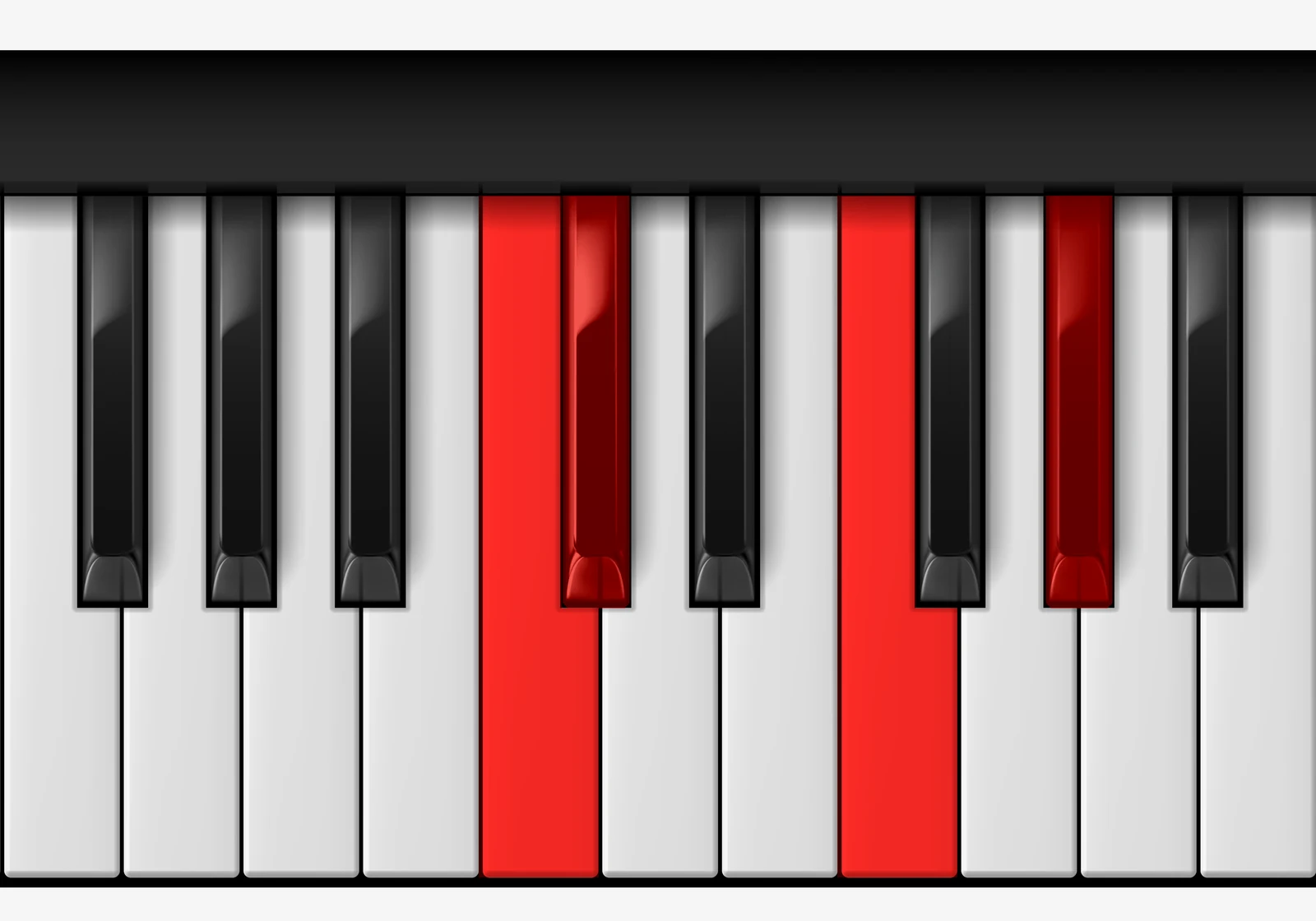 Db Major 7th piano chord, 3rd inversion — C, D♭, F, A♭