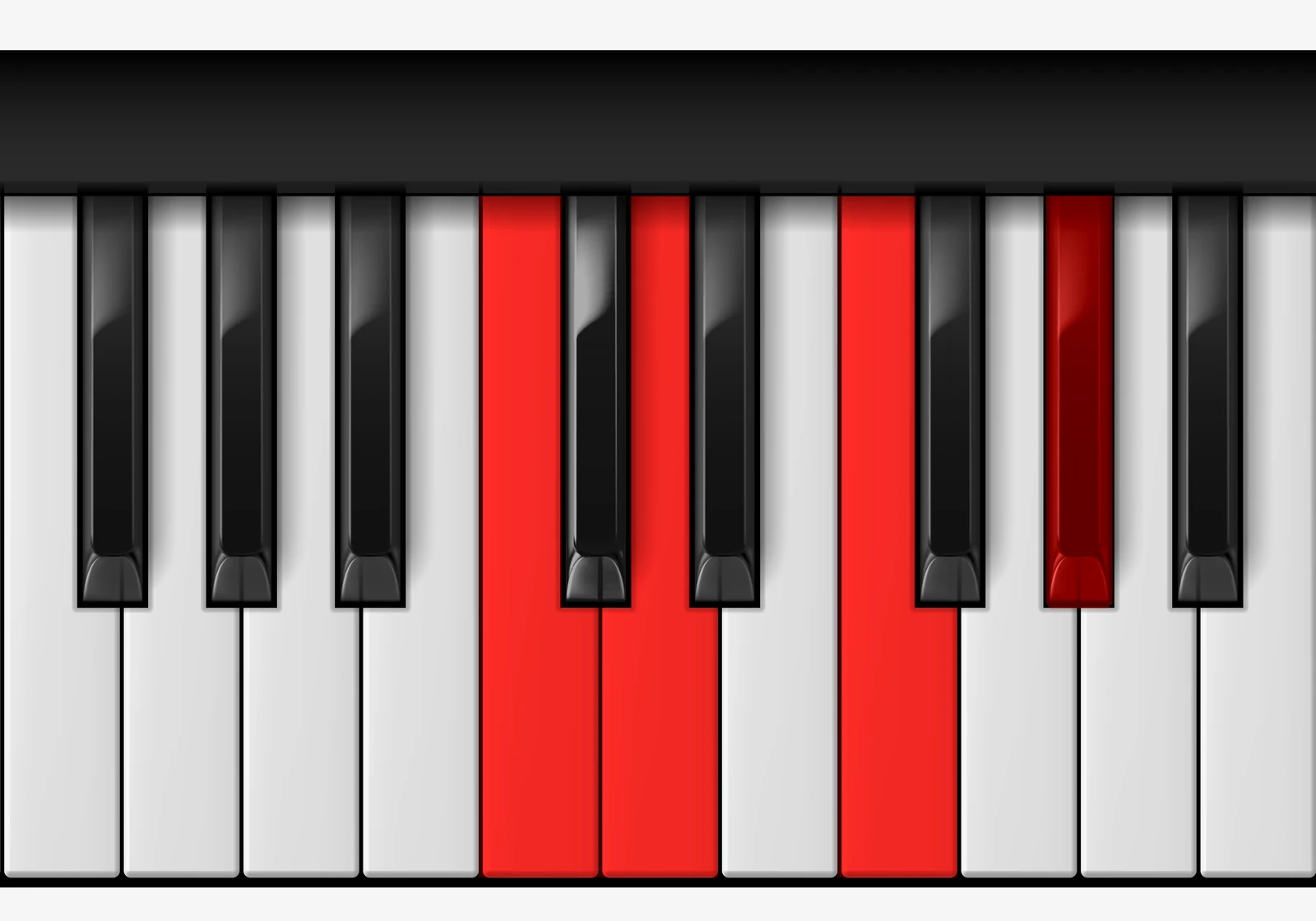 D Half Diminished piano chord, 3rd inversion — C, D, F, A♭