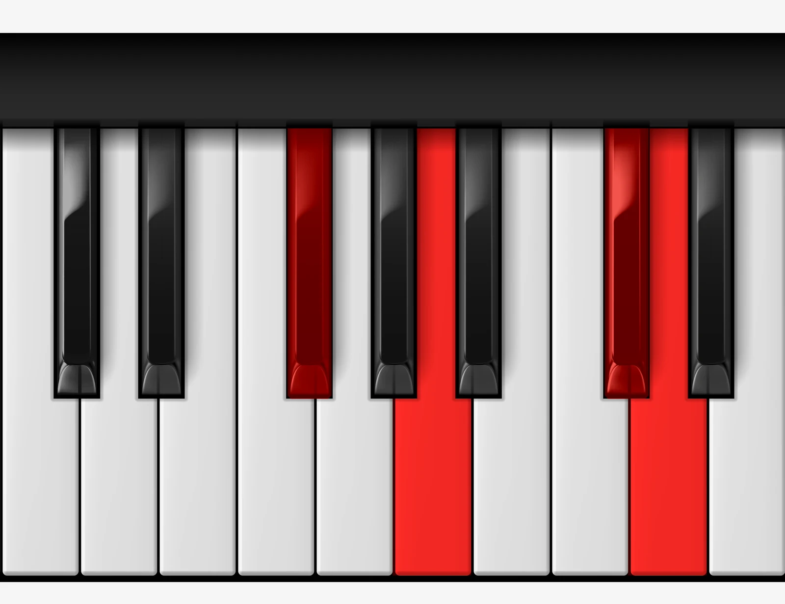 D Major 7th piano chord, 1st inversion — F#, A, C#, D