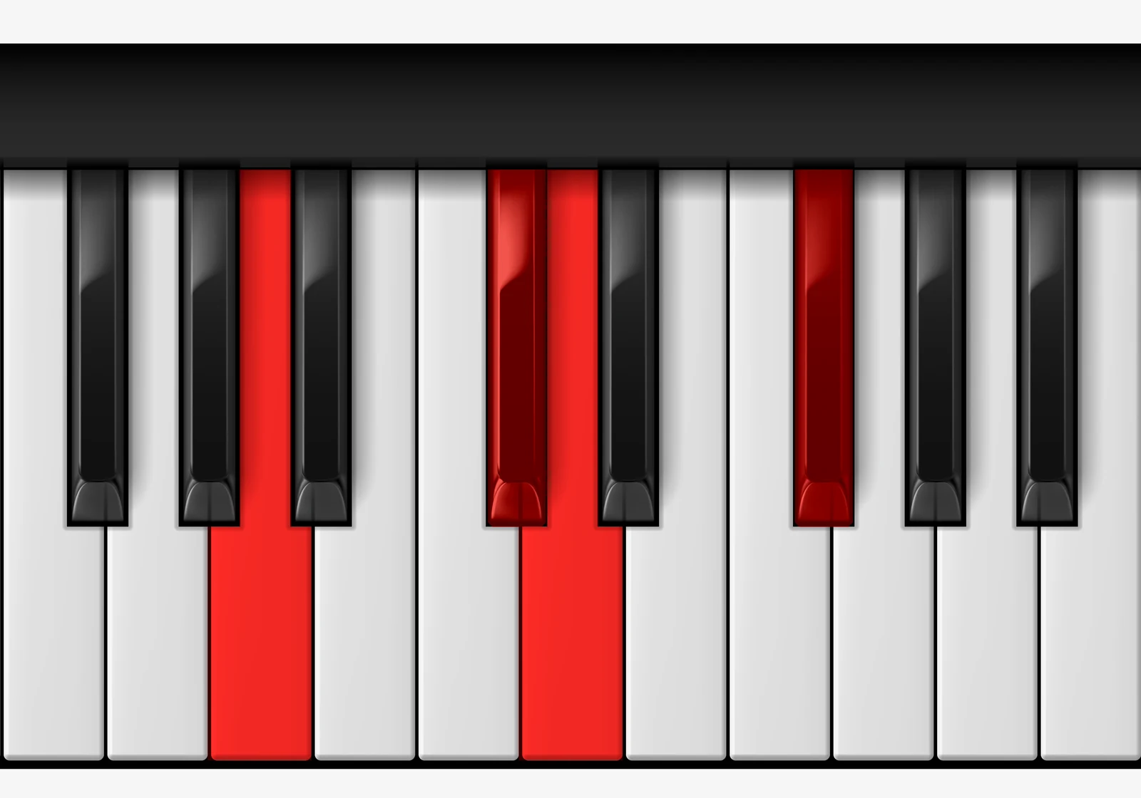 D Major 7th piano chord, 2nd inversion — A, C#, D, F#