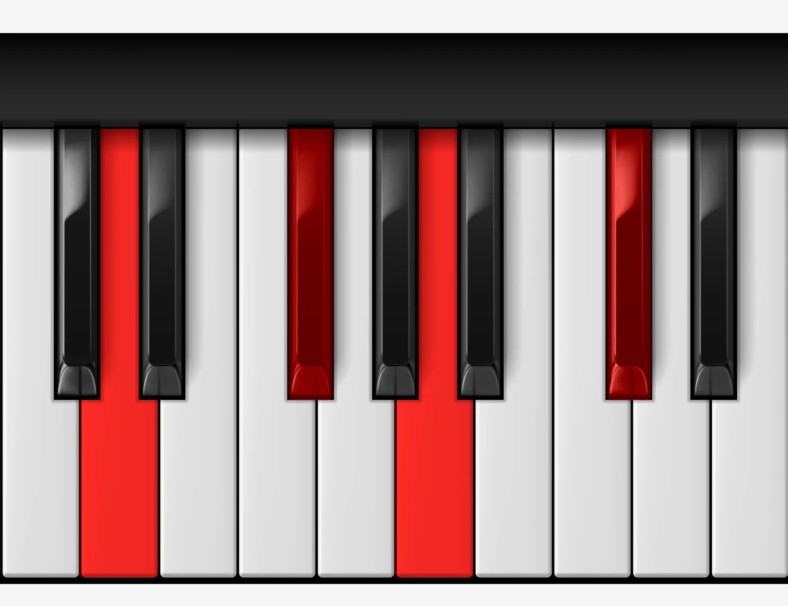 D Major 7th piano chord, root position — D, F#, A, C#