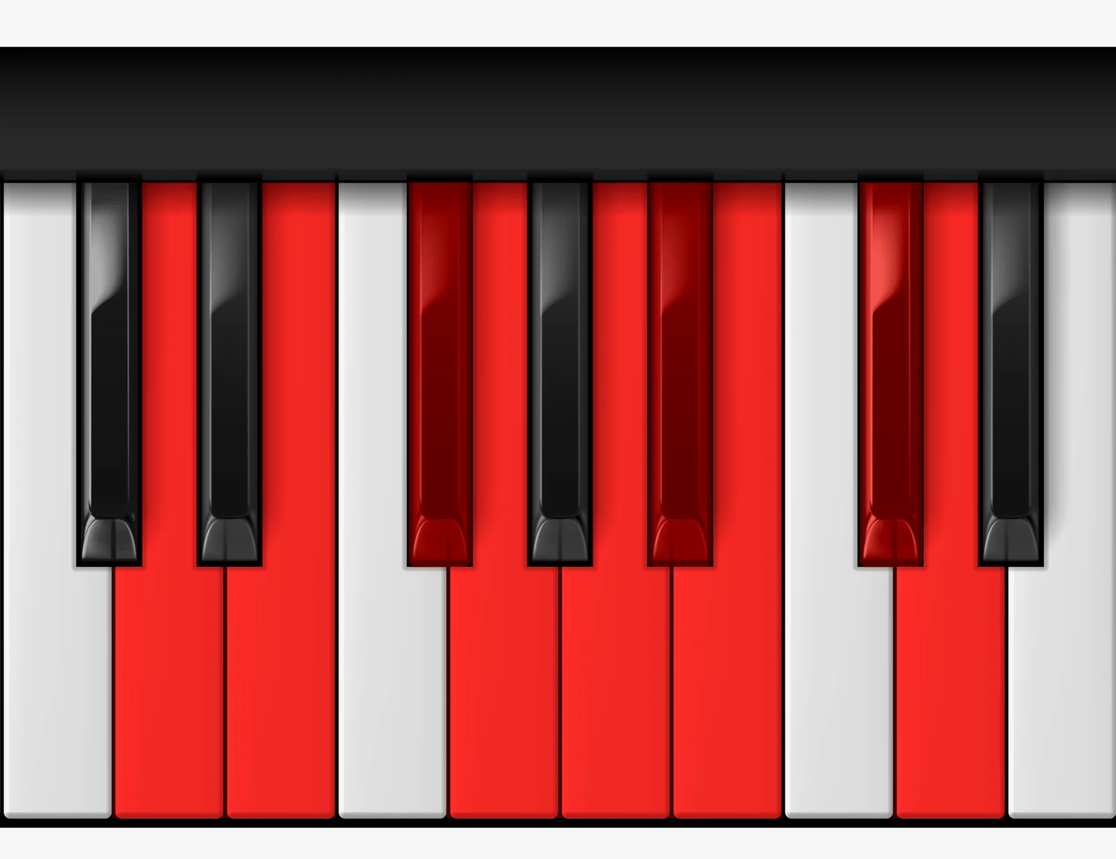 D Major Bebop Scale on piano — D, E, F#, G, A, Bb, B, C#, D