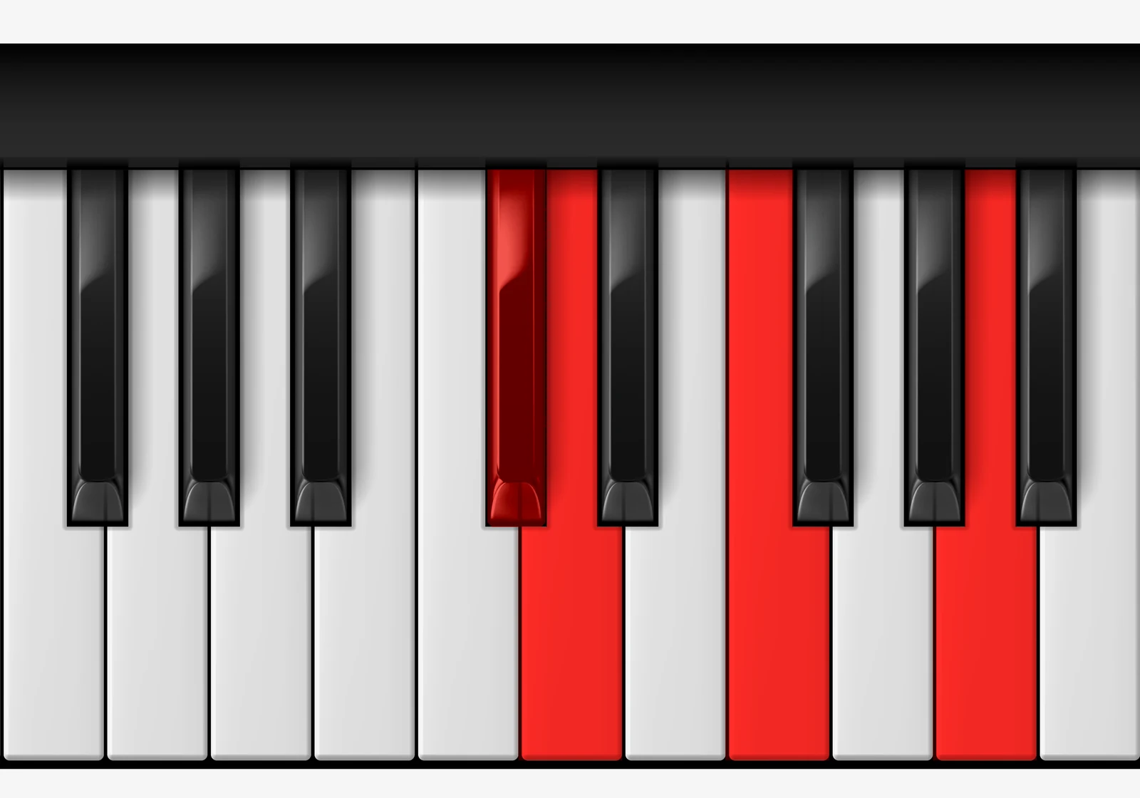 D Minor Major 7th piano chord, 3rd inversion — C♯, D, F, A