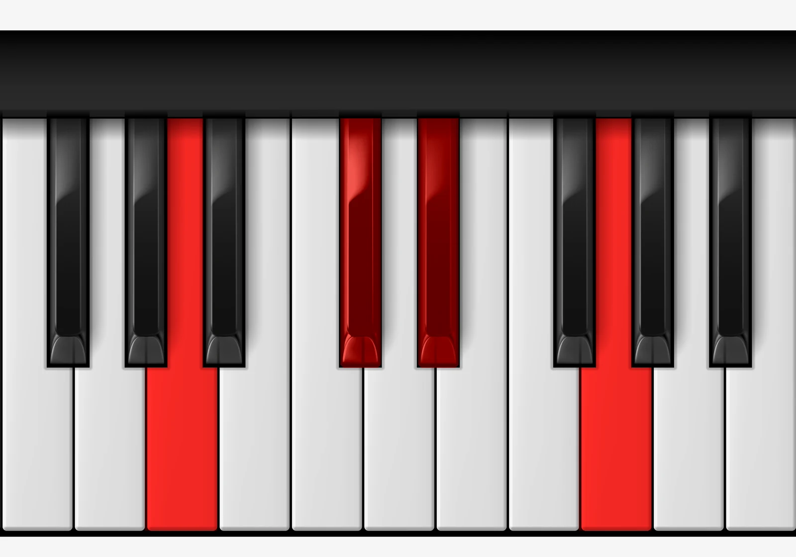 Eb 7♭5 piano chord, 2nd inversion — B♭♭, D♭, E♭, G