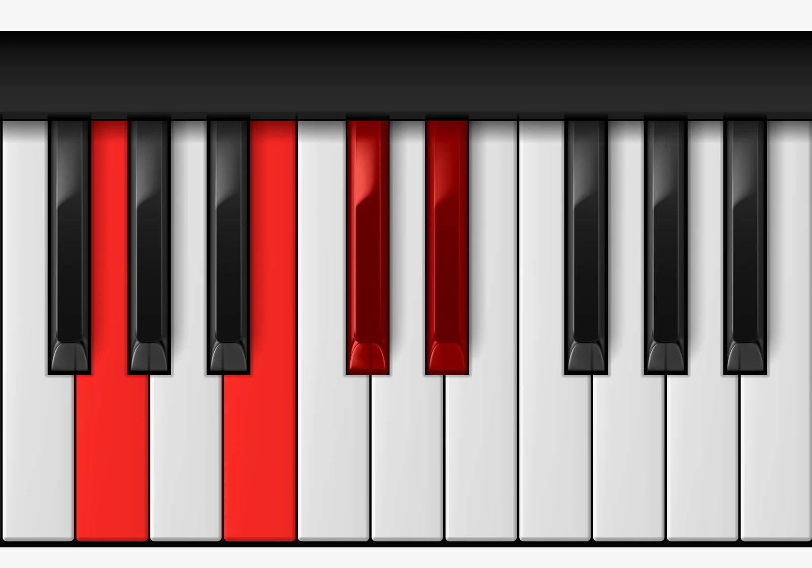 Eb Augmented 7th piano chord, 1st inversion — G, B, Db, Eb
