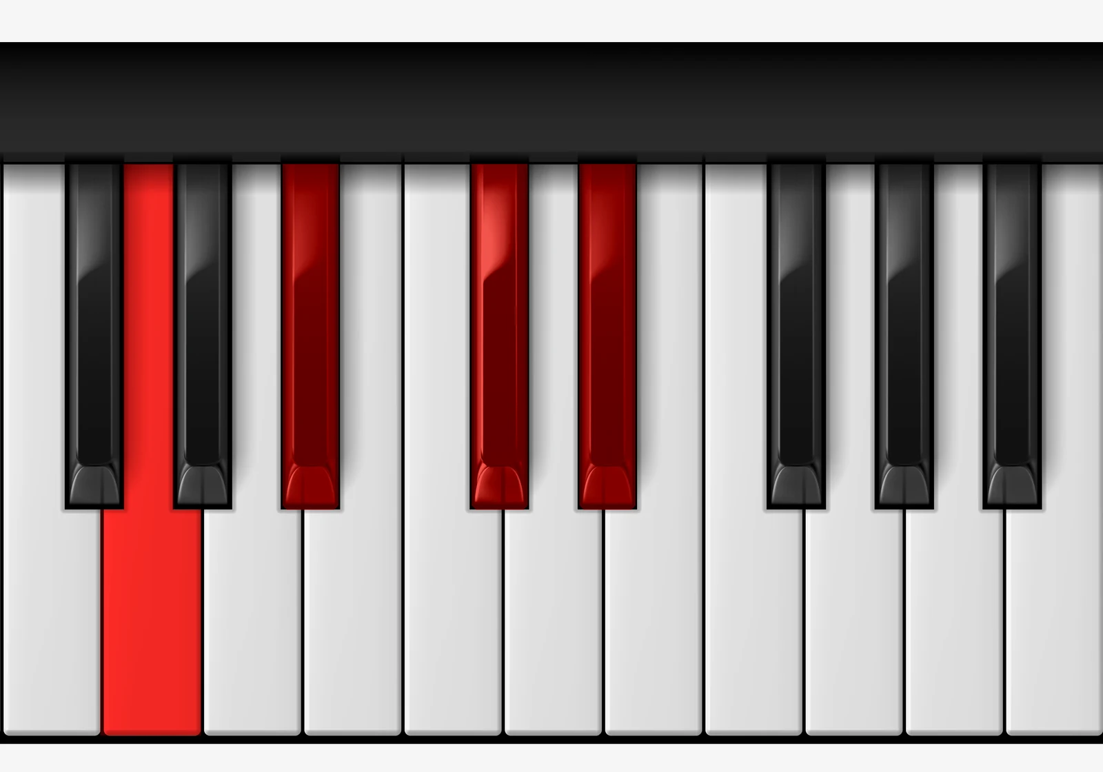 Eb Dominant 7th piano chord, 1st inversion — G, B♭, D♭, E♭