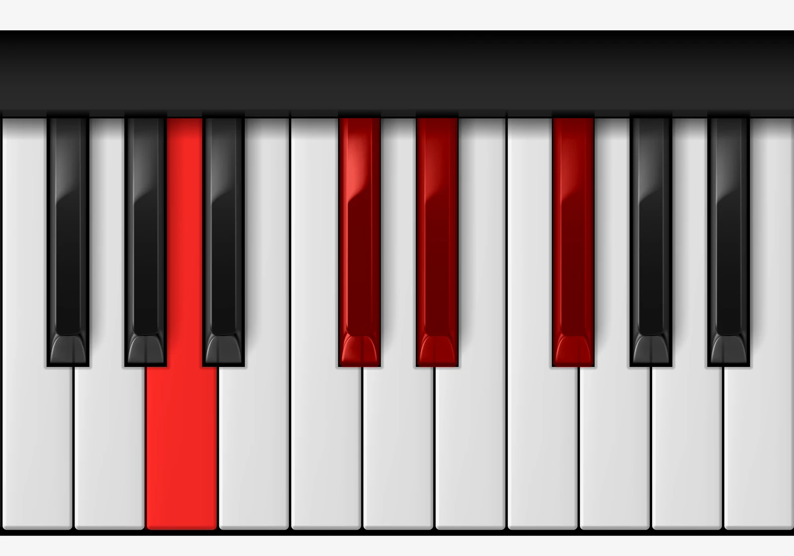 Eb Half Diminished piano chord, 2nd inversion — B♭♭, D♭, E♭, G♭