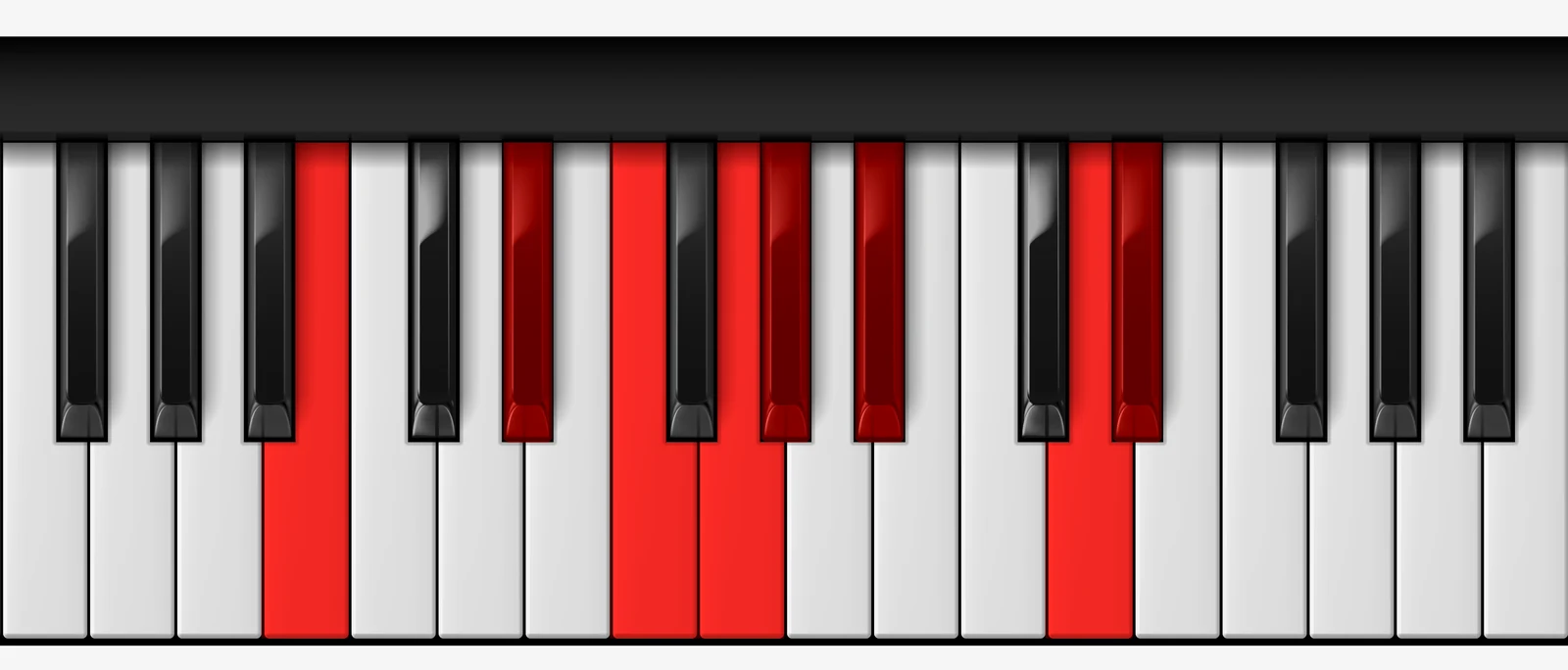 Eb Harmonic Major Scale on piano — Eb, F, G, Ab, Bb, Cb, D, Eb