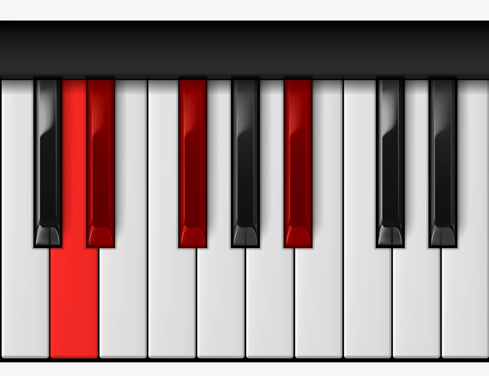 Eb Minor Major 7th piano chord, 3rd inversion — D, E♭, G♭, B♭