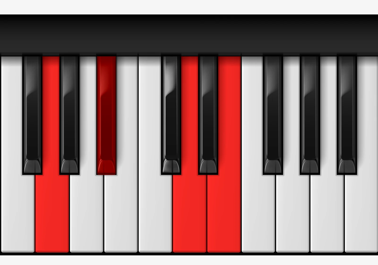E Half Diminished piano chord, 1st inversion — G, B♭, D, E
