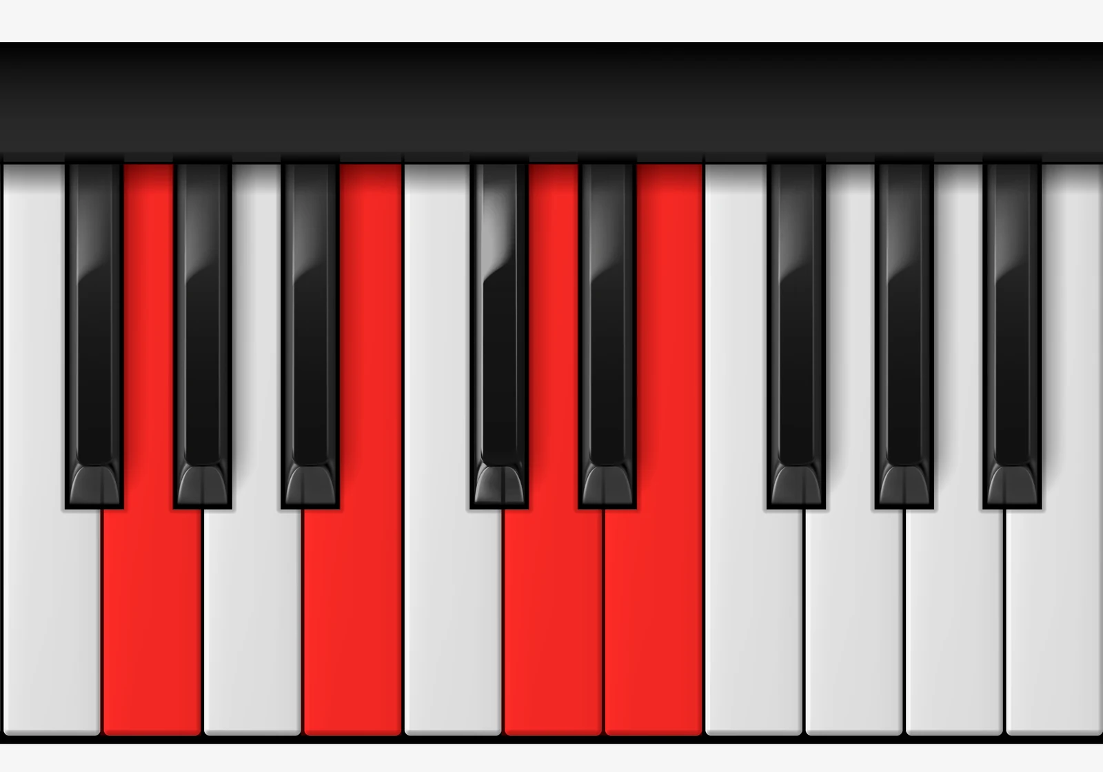 E Minor 7th piano chord, 1st inversion — G, B, D, E
